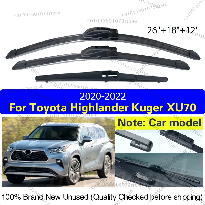 

Car Front Rear Wiper Blades For Toyota Highlander Kluger XU70 2020 2021 2022 Windscreen Windshield Cleaning Brushes 26"+18"+12"
