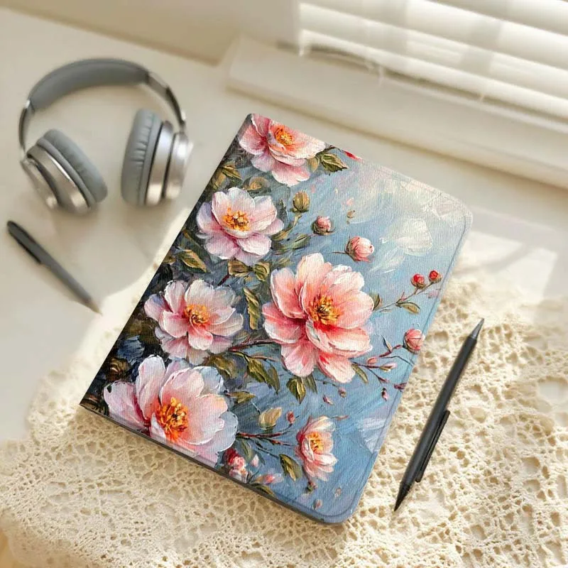 Pink Peony Flower Art Tablet Case For Xiaomi Redmi Mini Pad SE K 2 4 5 6 7 8 2023 2025 11 8.8 11.2 10.1 Pro Gift