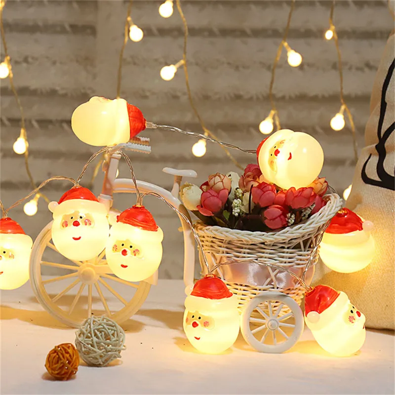 Lovely 3M 20LED Santa Claus Snowman String Lights Battery Powered Christmas Garland Fairy Lights for Home Party New Year Decor