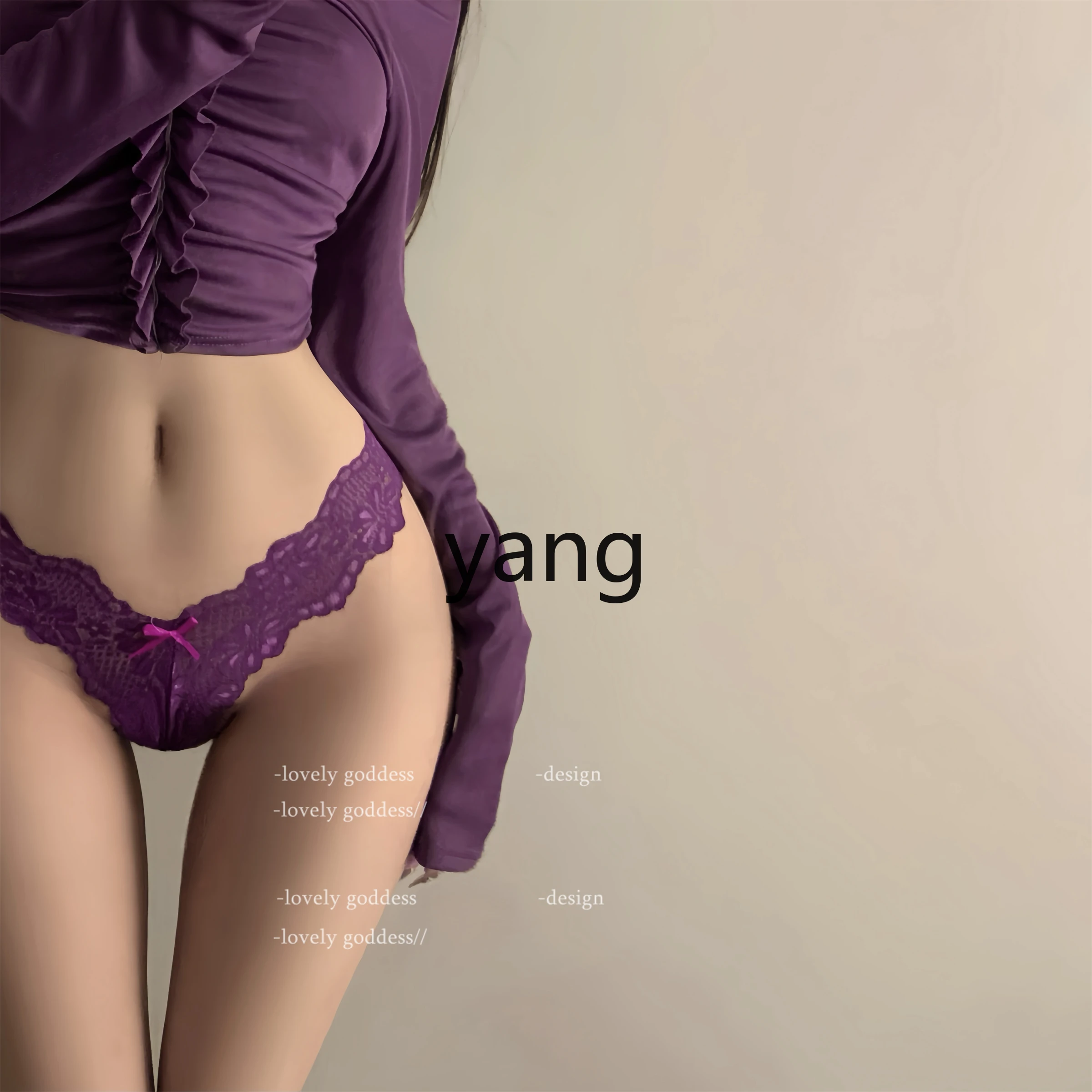 LMM bow lace panties low waist seamless thong women's briefs