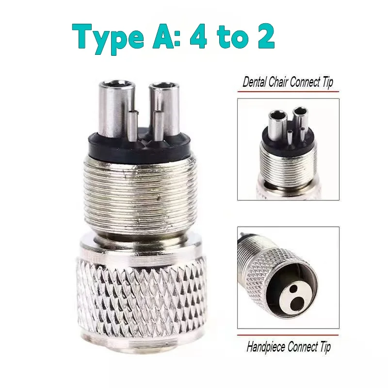 1pcs Dental Turbine Handpiece Adapter 2/4 Holes Changer Connector For High Speed Handpiece Spare Parts Tool Tubing Hose