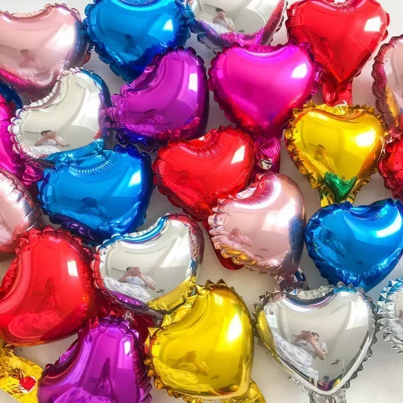 Globos de helio para el Día de San Valentín, película de aluminio, espejo de Metal de Color rojo, corazón de amor, decoración de fiesta de boda, 18 pulgadas