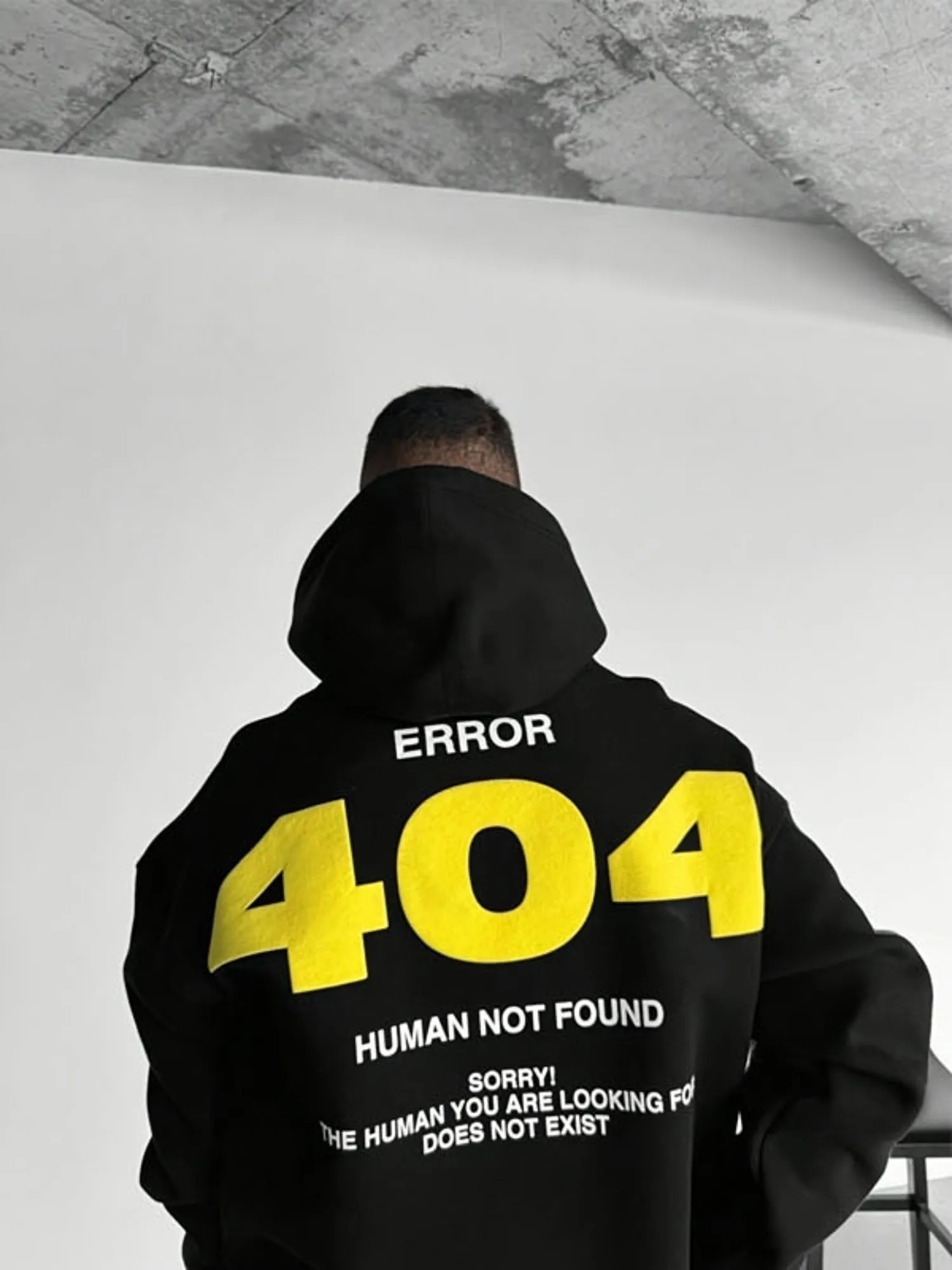Unisex Men's Women's Error 404 Human Not Found Geek Tech Graphic Print Oversized Hoodie Black Streetwear Long Sleeve Y2K Top