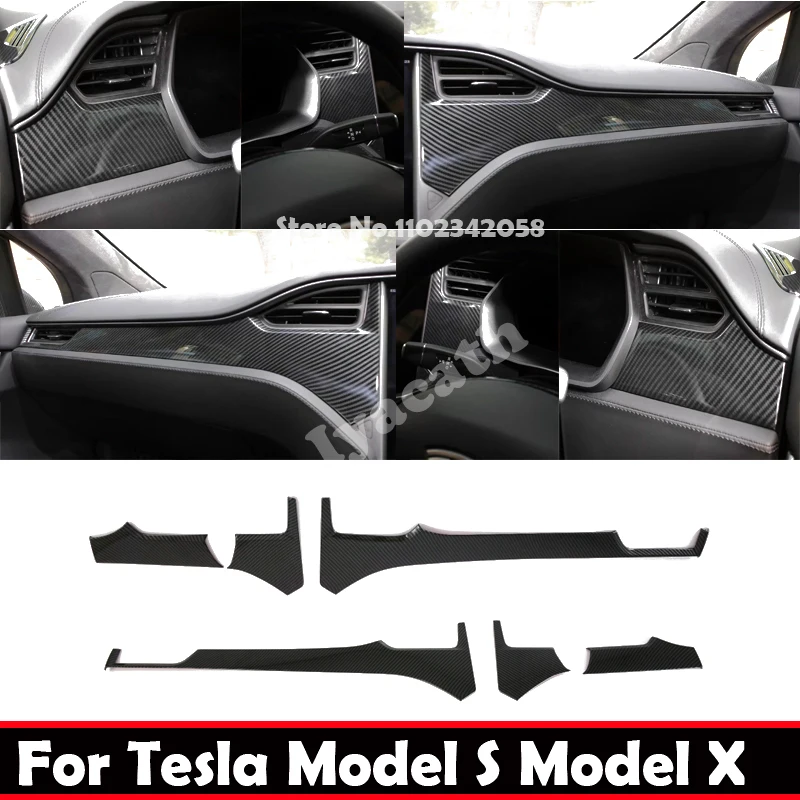 

Для Tesla Model S Model X 2014-2019 ABS из углеродного волокна, передняя крышка вентиляционного отверстия кондиционера, центральная крышка панели управления, аксессуары