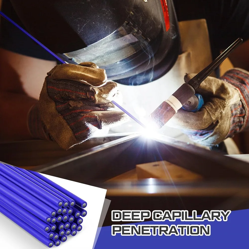 

YANA50I 30 Sticks Flux Coated Brazing Rods Bcup-5 Silver Solder Phos Copper Brazing Alloy Flat Welding Rods For Air Conditioning