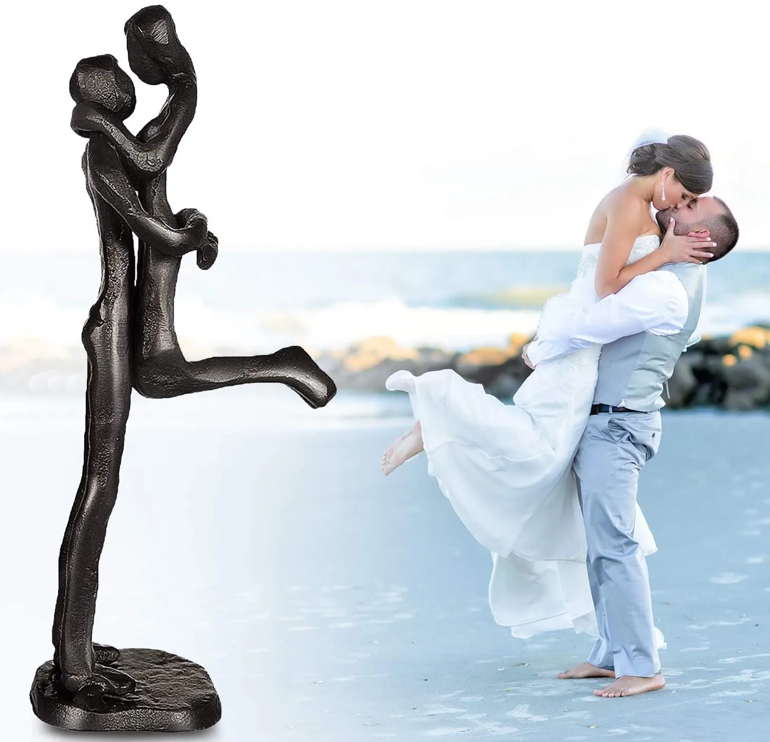 Statue Cast iron Solid Sculpture Love of Youth Modern Couple Personality Decoration Valentine's Day Gift Commemorative Nostalgia