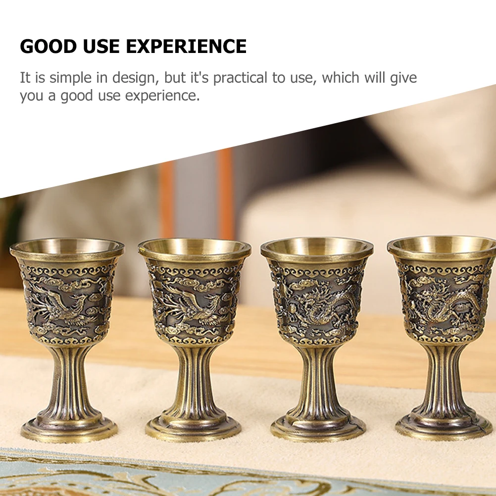 

Bronze Dragon Phoenix Cups Decorative Goblets Delicate Retro Zinc Alloy Liquor Cup Home Accessories Perfect for Party Home