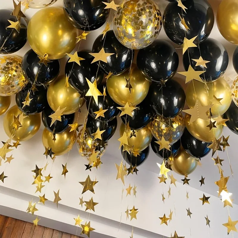 15/60PCS Mixed Black Gold Balloon Gold Sequin Latex Balloons Kids Adult Birthday Party Decoration Balloons Graduation Decor