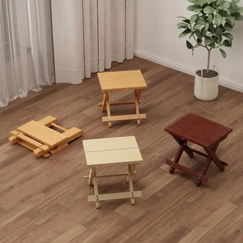 Solid Wood Stool Foldable Folding Thickened Household Shoe Changing Low Stool Maza Children's Bench Outdoor Portable Fishing