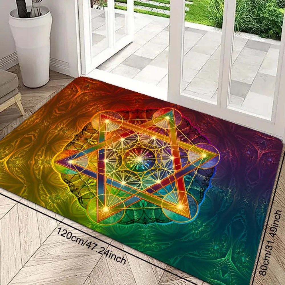 VIKAMA Brilliant Star-Shaped Geometric Gradient Rug Modern Luxury Living Room Bedroom and Entryway Home Decor Floor Mat