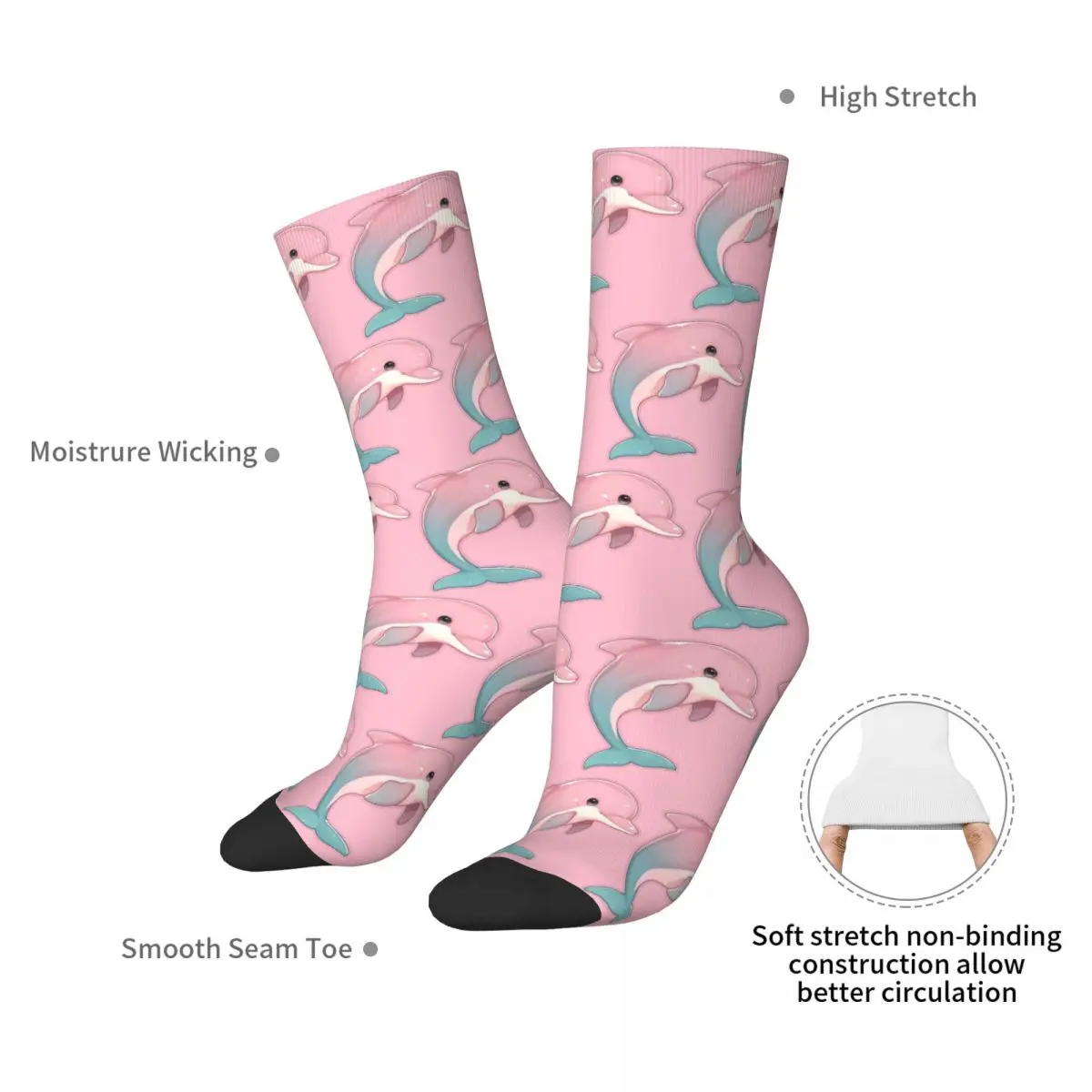 Cute Baby Dolphin Socks Harajuku Sweat Absorbing Stockings All Season Long Socks Accessories for Unisex Birthday Present