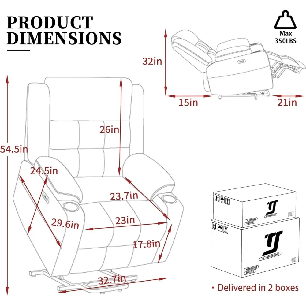 كرسي رفع كهربائي مع حرارة وتدليك، كراسي كرسي للبالغين، كرسي قماش مطور مع USB #3