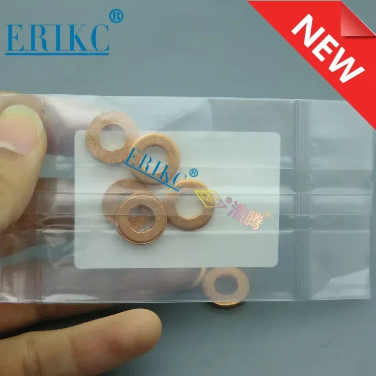 ERIKC 9001850A Injector Copper Washers 9001-850A Injector Copper Rings Washers Shims Gasket 9001 850A, Thickness=2mm, 10 Pieces