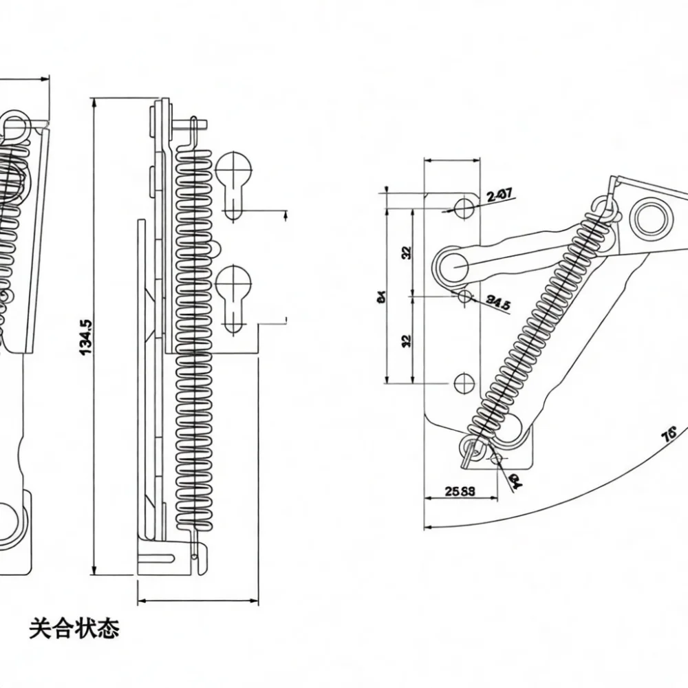 Furniture Hardware 80 Degree Scissor Hinge Lift Up Cabinet Door Support Folding Sofa Springs Cold Rolled Steel Fittings