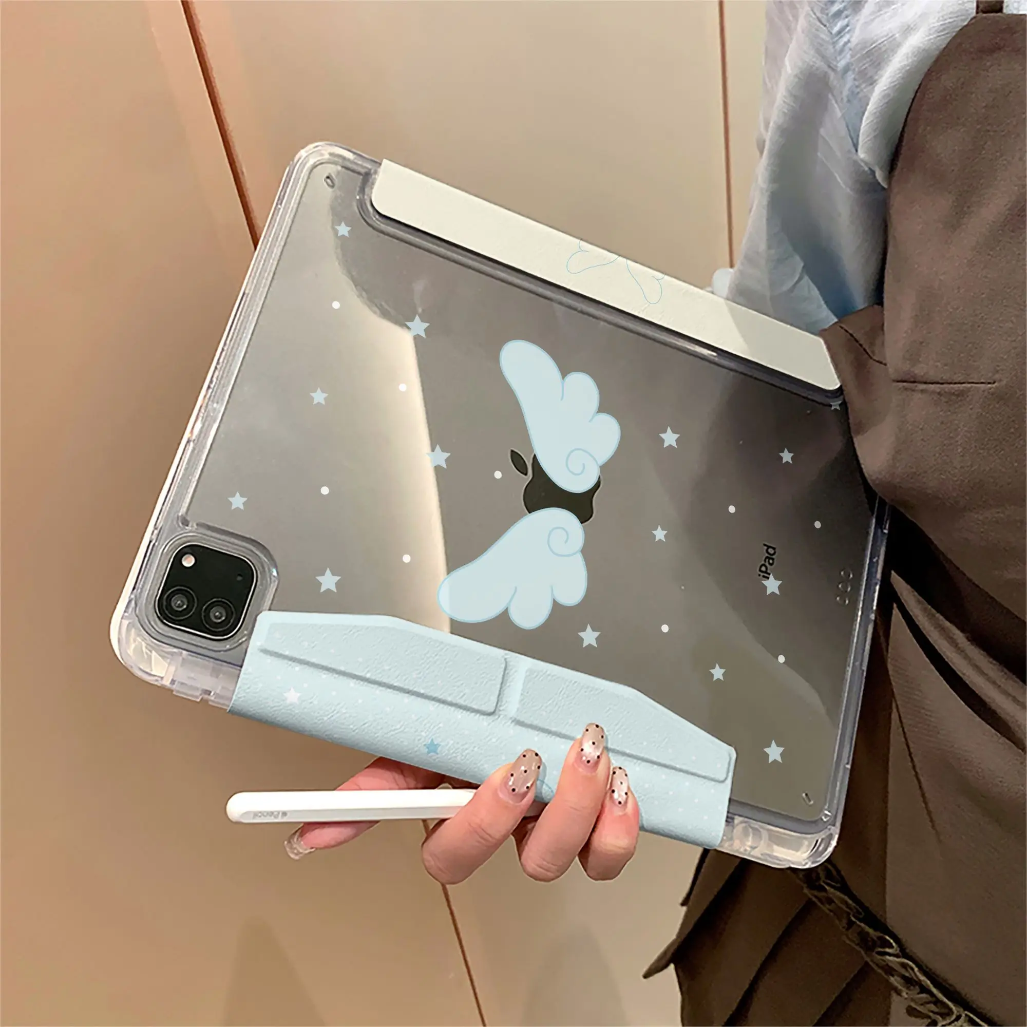

Angel Wings Tablet Case For iPad Pro 11 12.9 13 M5 M4Case 9.7 10.2 5th 6th 7/8/9 10th 11th mini 67 Pencil Holder Case Air456