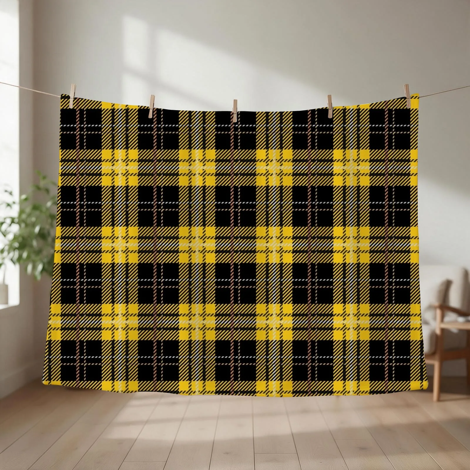 House Tartan - Huffle Throw Blanket couch cozy soft plush fuzzy picnic outdoor blanket
