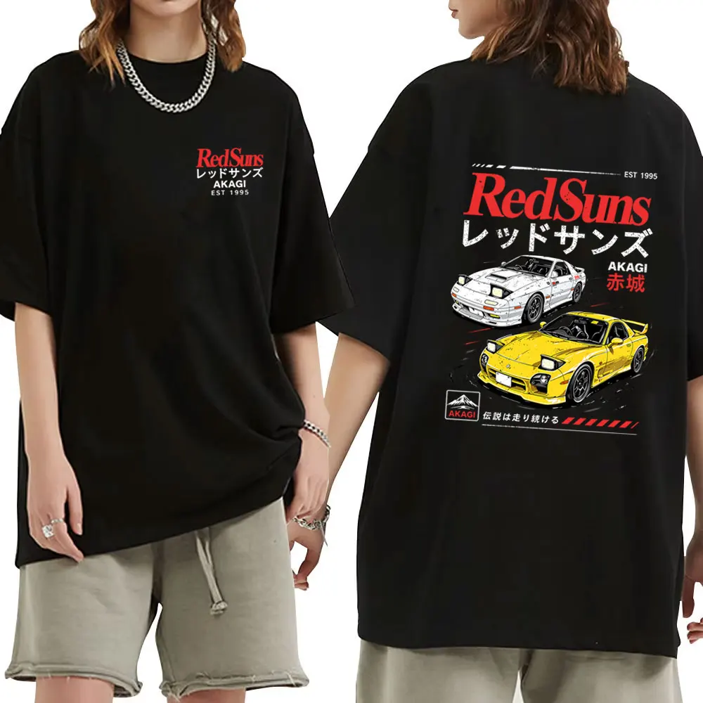 Anime Initial D Drift AE86 Takumi Fujiwara Tofu Shop Akagi Redsuns T-shirt Men Women Clothing Manga Oversized Crewneck T Shirts