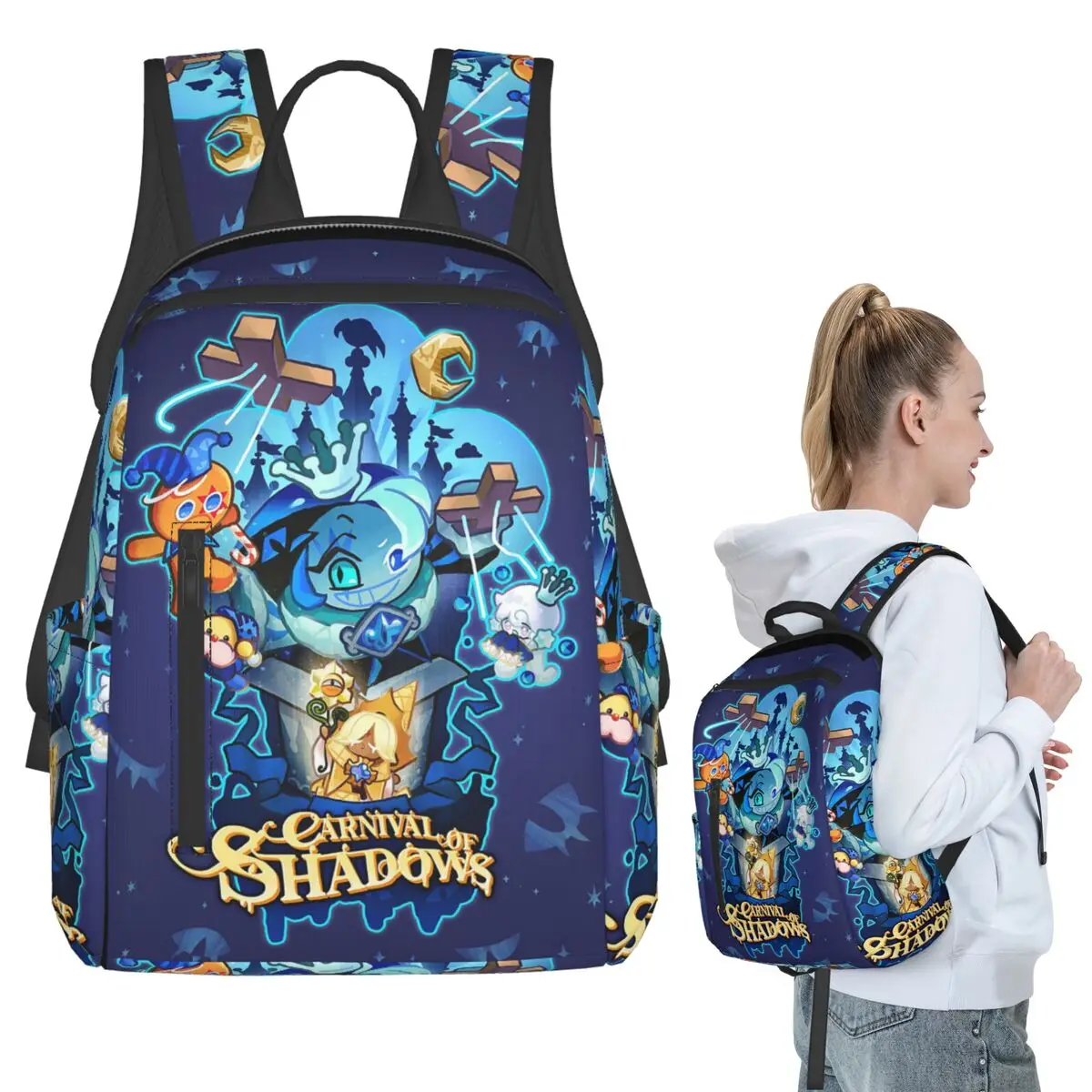 Shadow Milk Cookie Run Kingdom Backpack Student BookBag Boys Girls School Bag Computer Shoulder Bags Men Women