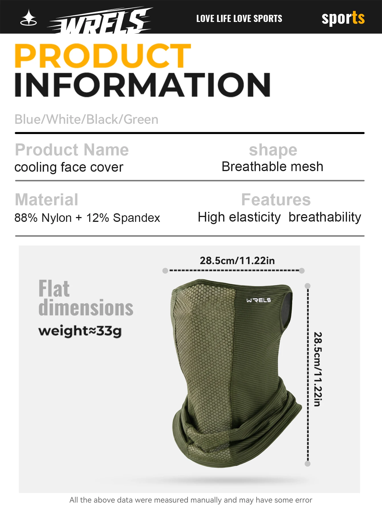 WRELS Nackenwärmer UV-Schutz Gesichtsmaske UPF 50+ Kühlender Ohrschal mit Haken Bandana Sommer Radfahren Angeln Outdoor Taktische Maske – Detail 2