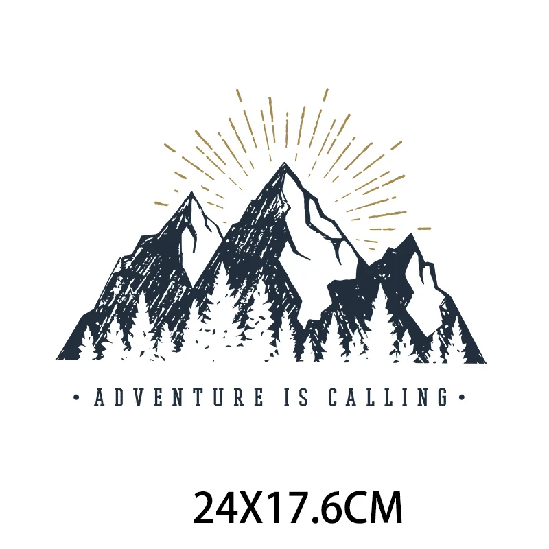 Black Snow Mountains Iron on Patches Heat Transfer Stickers Boy DIY T-shirt Badges Clothing Apploque Press Printing Decor