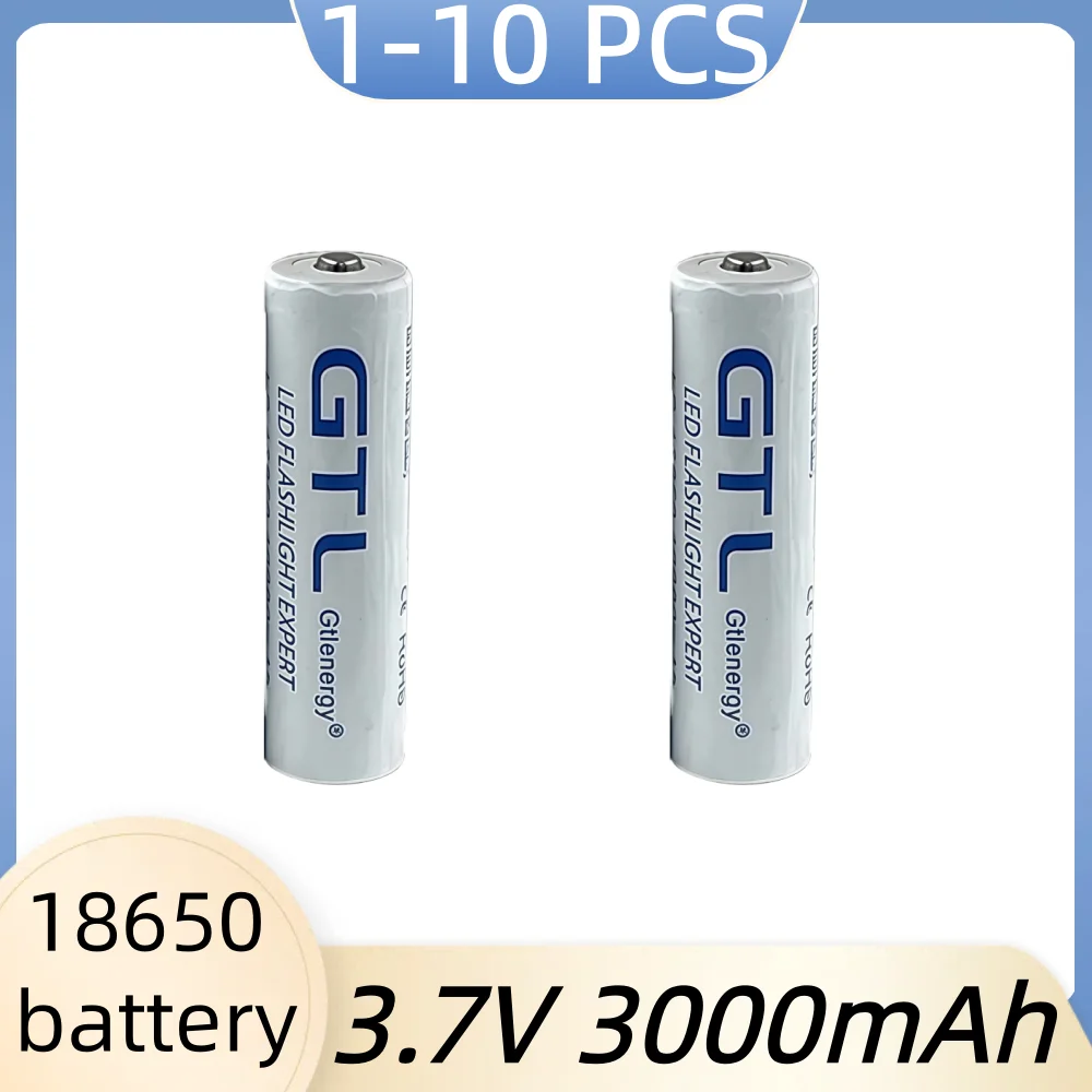 GTL18650 lithium battery suitable for laser pens, high-intensity flashlights, 3000mAh rechargeable battery