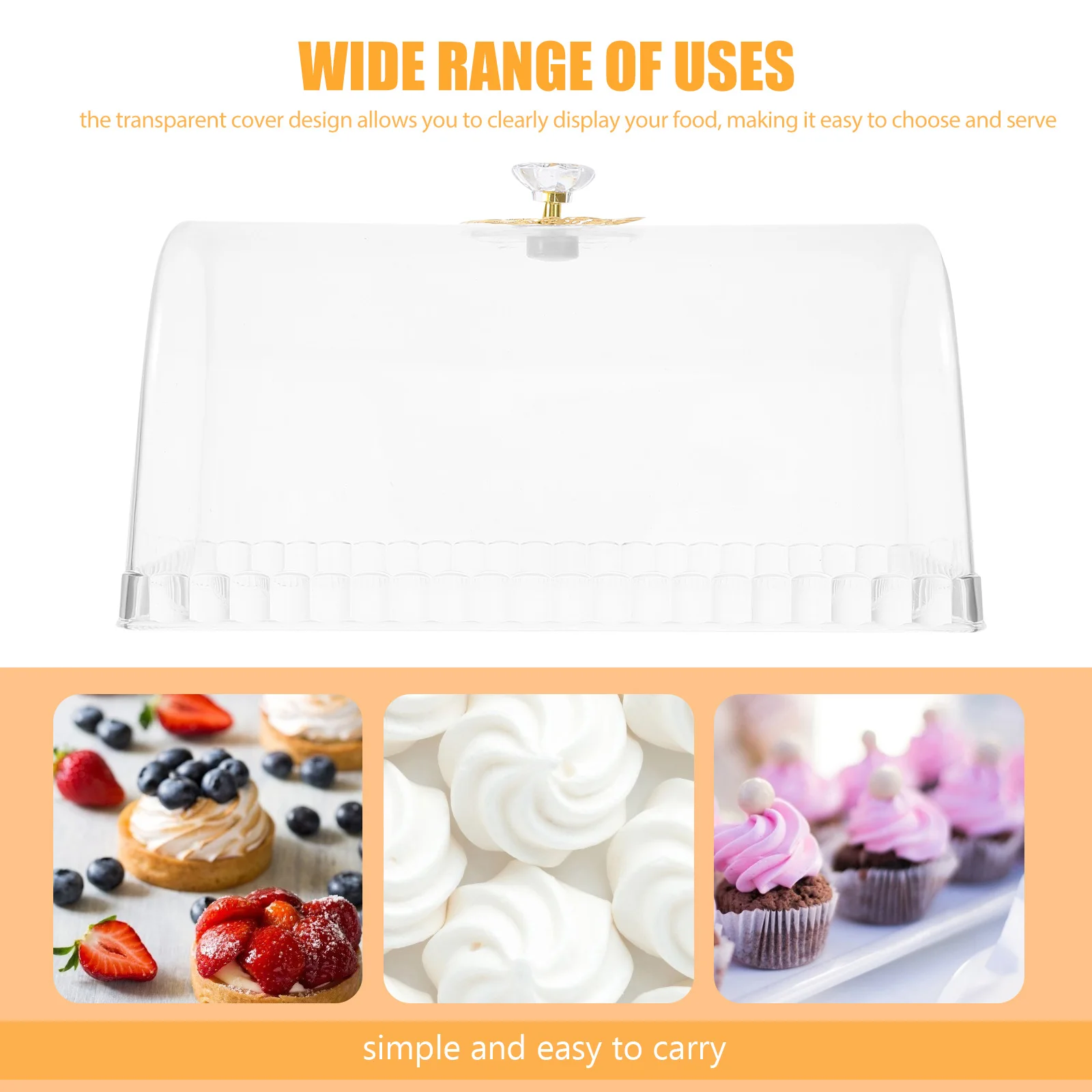 

Transparent Cake Protective Cover Clear Dessert Lid Tabletop Food Storage Lasting Wear Resistant Lightweight Portable