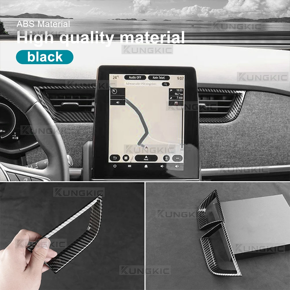 Dashboard Air Vent Frame Trim Carbon Fiber Texture For Renault Captur 2020-2026 Left Right Side Outlet Cover LHD Car Accessories 4