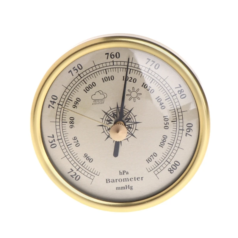 Durable Wall Mounted Household Barometer 1070hPa Pressure Gauge Weather Station Metal Wall Hanging Barometer Thermometer