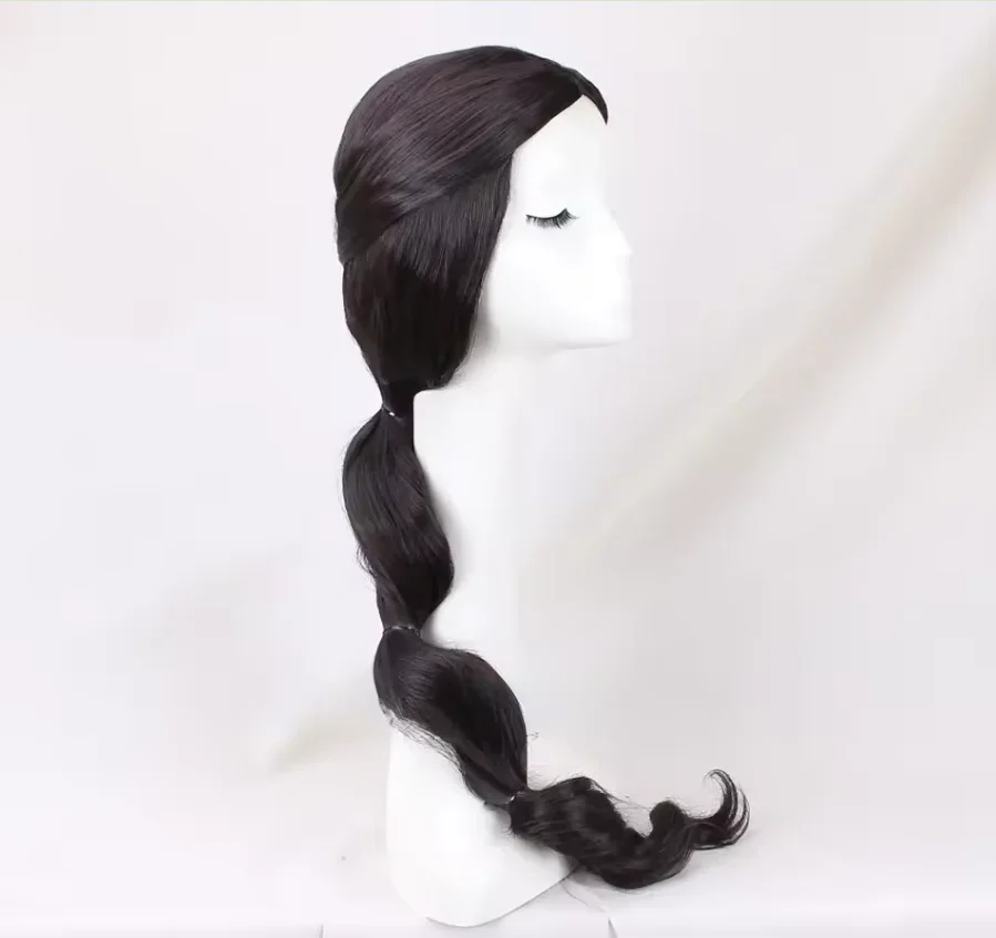 Długie Czarne Peruki Anime Aladdin do Cosplayu, Kostiumy Anime, Peruki Księżniczki Pustyni, Peruki Damskie na Imprezy Kostiumowe i Halloween