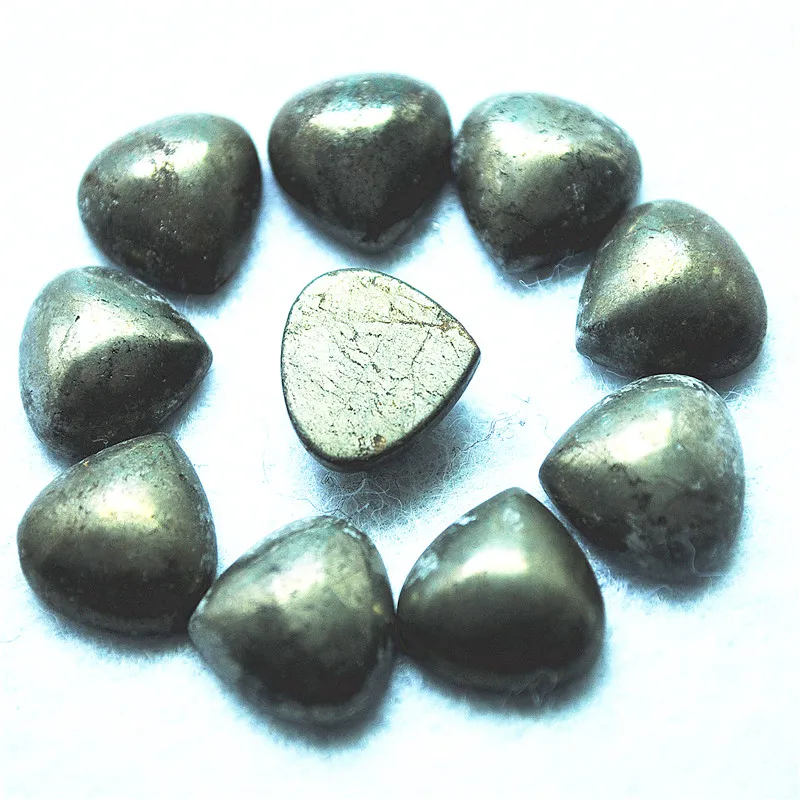 

5PCS Natural Pyrite Stone Cabochons Beads Cabs No Hole 14MM Heart Shape DIY Jewelry Accessories Top Fashion Findings