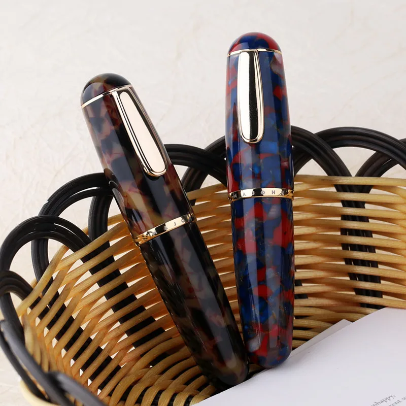MAJOHN Q1 Mini Pocket-Size Fountain Pen - Wood Resin Transparent Eyedropper with Iridium EF/F/M Nib, Portable Writing Gift
