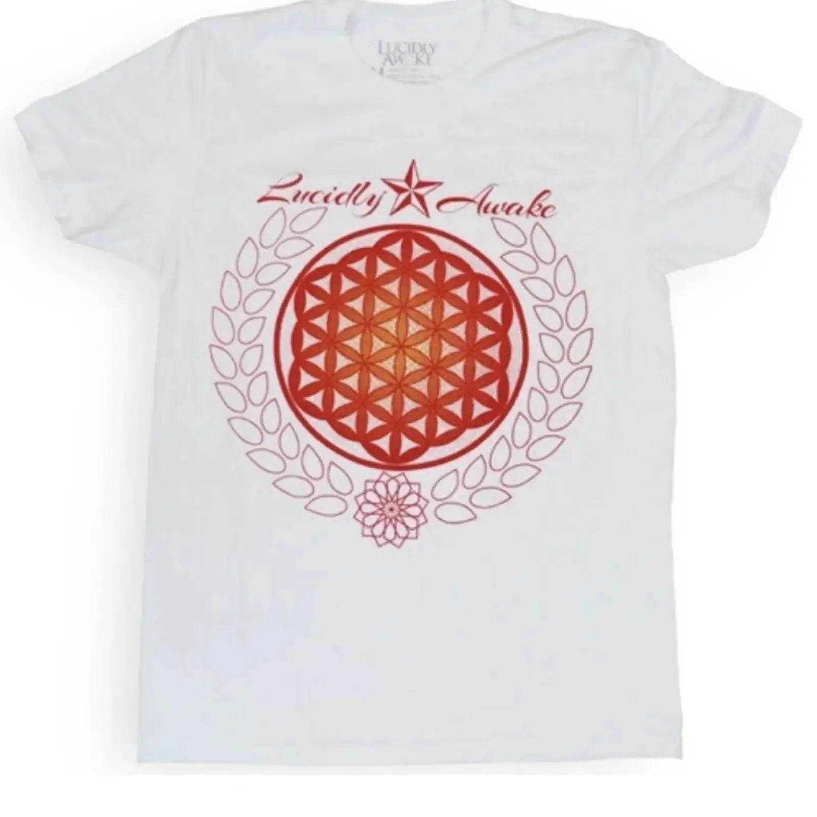 Flower of Life T Shirt White Yoga Sacred Geometry  vintage Washed homme Versatile Stylish Slightly designer clothes Soft Casual