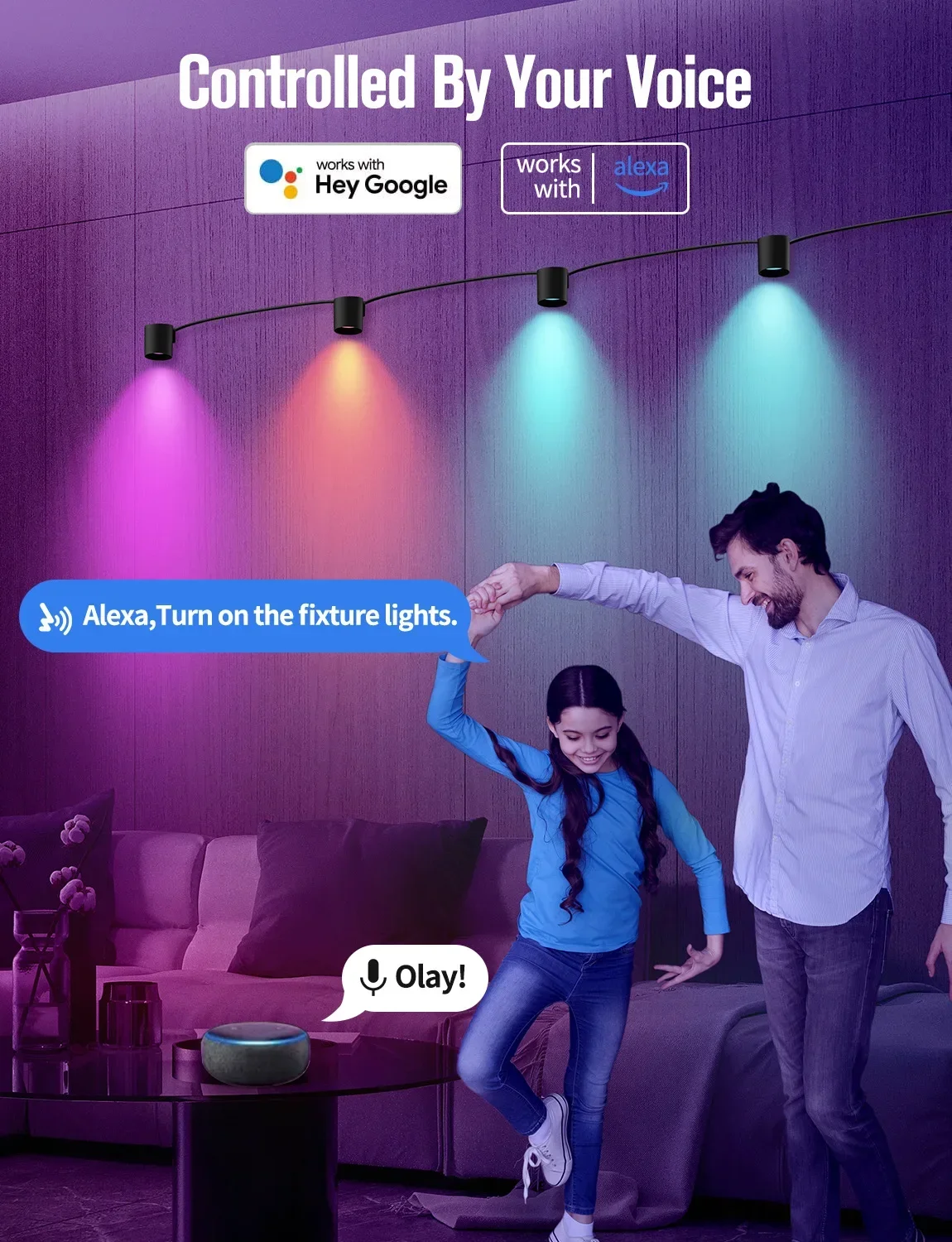 Tuya WIFI Smart LED Wall Light Intelligent Downlight Music Sync Home Decor Work with Alexa APP RGB Multicolor Wall Light Decor