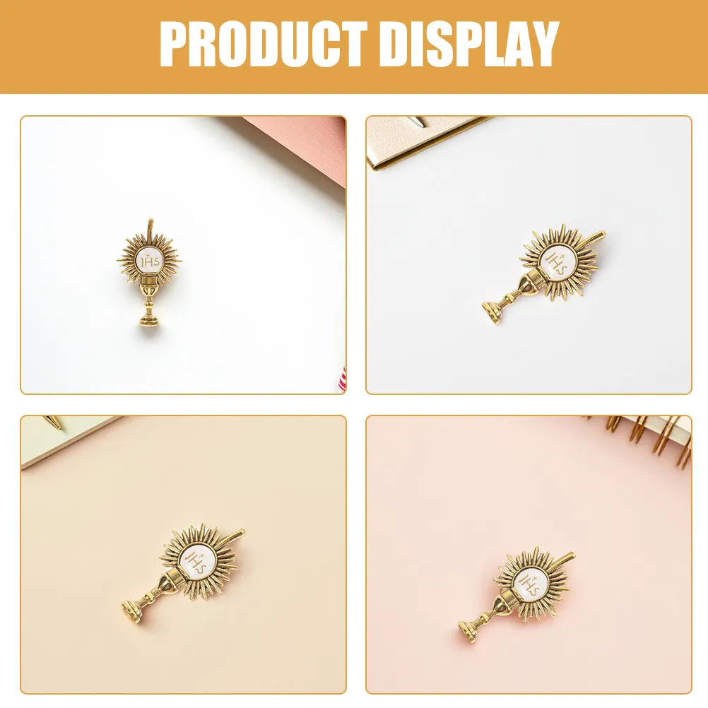 Catholic Brooch First Communion Clothes Pin Blessing Breastpin for Backpack Holy Chalice Hat