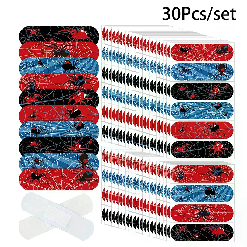 30pcs Cartoon Cute Spider Band Aid Wound Dressing Patch Plaster Skin Tape First Aid Disposable Breathable Adhesive Bandages