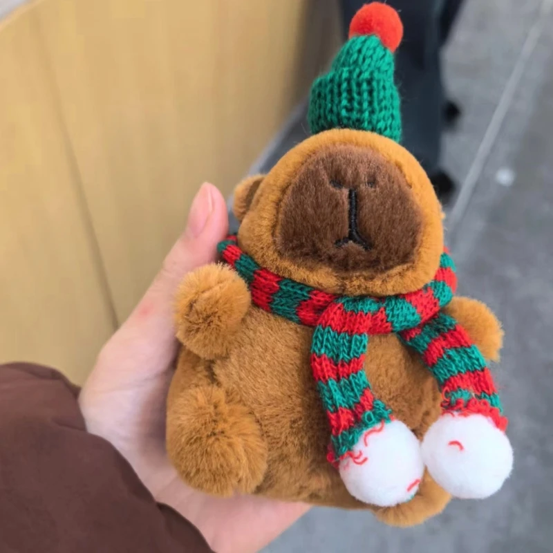 Kreatywny breloczek do kluczy z pluszową kapibarą i delfinem, kreskówkowy breloczek dla par, urocza lalka, mały prezent, dekompresyjna dekoracja relaksująca.