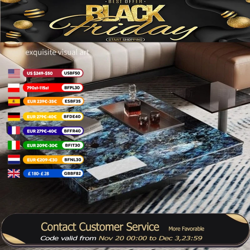 

European Centerpiece Coffee Table Luxury Marble Italian Center Modern Side Tables Living Room Design Salontafel Furniture Home