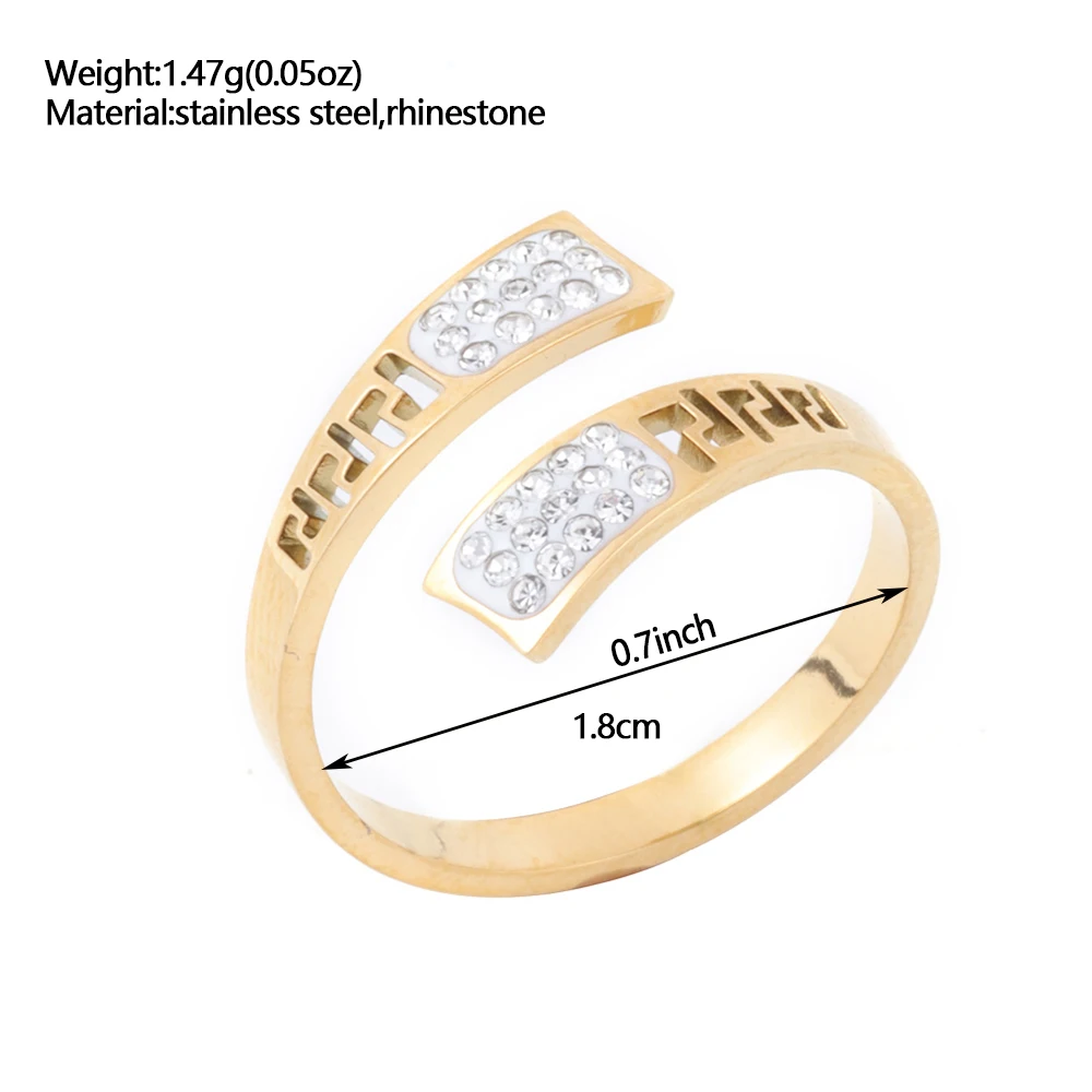Anelli in acciaio inossidabile con strass geometrici di moda per accessori da donna nuovo regalo di gioielli da ballo per feste con anello aperto Color oro alla moda