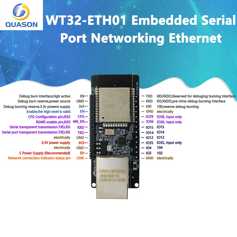 WT32-ETH01 porta seriale incorporata rete Gateway Combo WIFI Ethernet compatibile con Bluetooth modulo Wireless MCU ESP32 WT32 ETH01