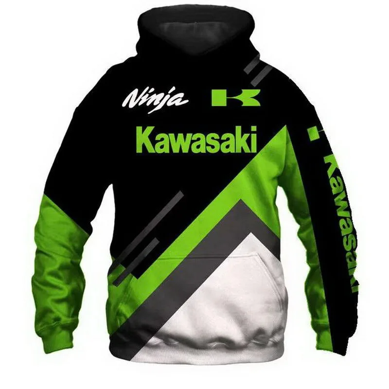 3D Men's Long Sleeve Hoodie Kawasaki Motorcycle Sports Cycling Hoodie Children's Adult Motorcycle Enthusiast Casual Shirt image 4