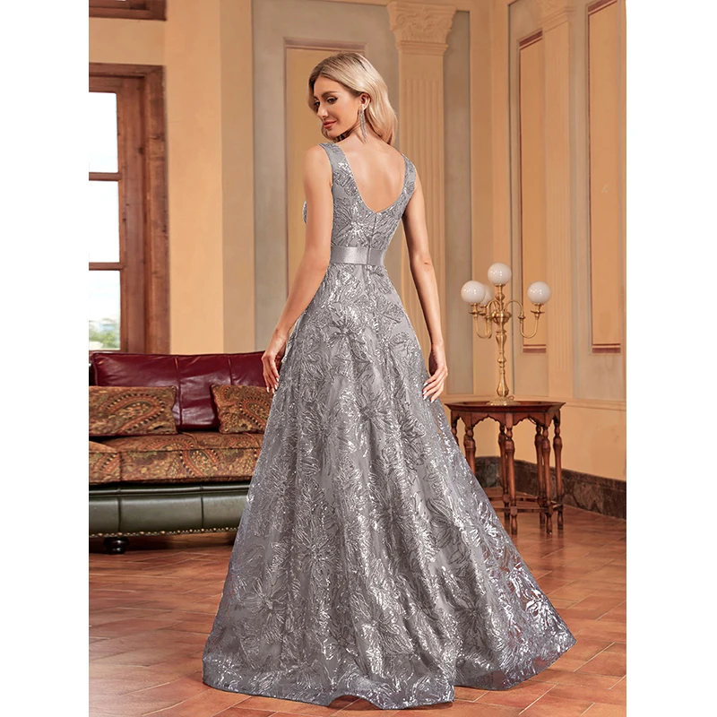 Summer 2024 Sleeveless V Neck Backless Sexy Elegant Sequined Cocktail Prom Evening Party Wedding Bridesmaid Long Maxi dresses