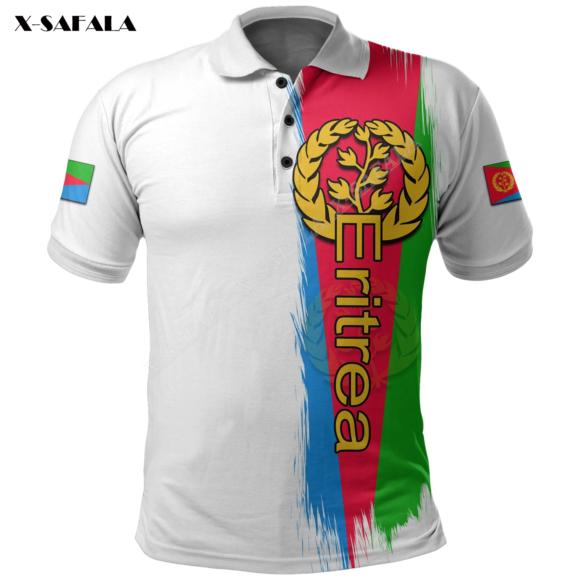 

Eritrea Independence Day Flag 3D Print Men Elasticity Thin Polo Collar Short Sleeve Street Wear Casual Tee Top Shirt