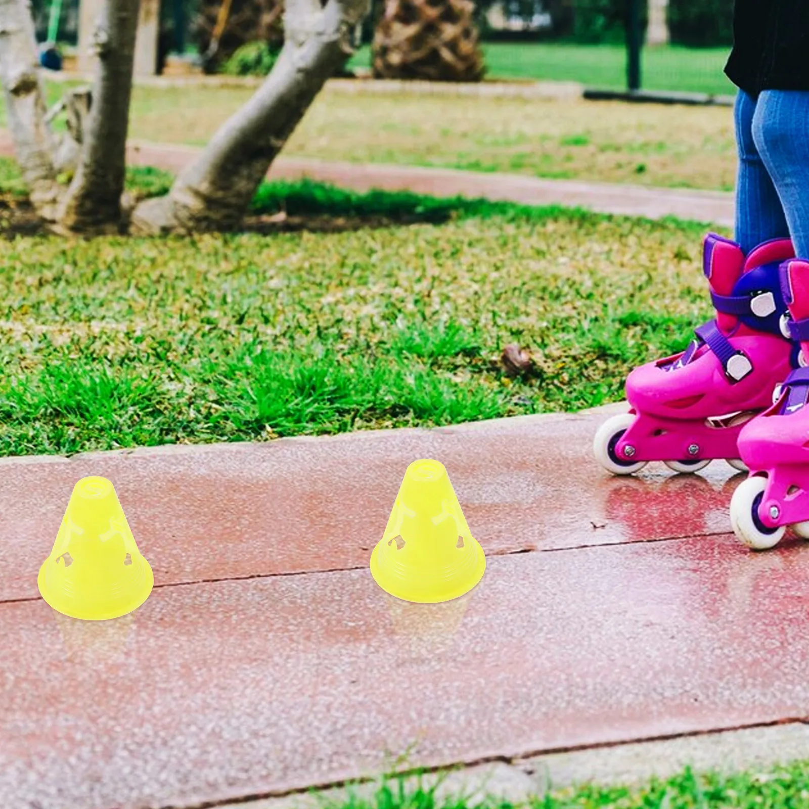 Mini Road Cones 12 Pack Bright Plastic Training Markers for Skating Roller Sports Drills Stable Flat Base