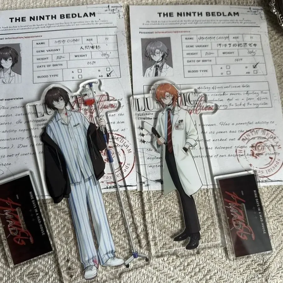 Dazai Osamu Figure Nakahara Chuuya Standee Bungo SD Anime Goods Hospital Series Acrylic Stand Display Desk Decor Collection Gift
