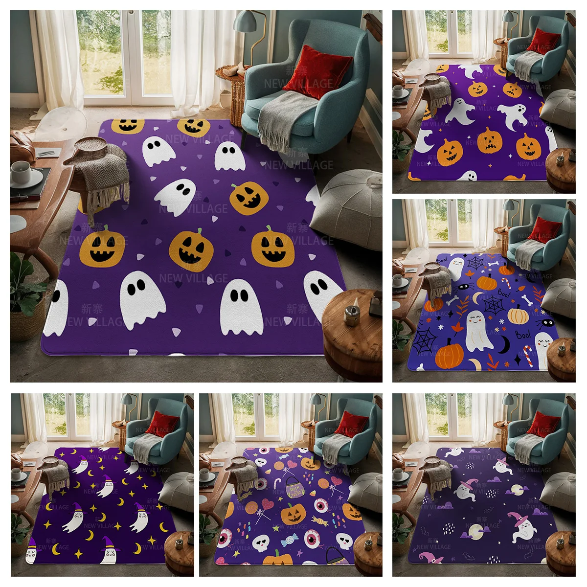 House entrance carpet Home door mat Living Room Bath Foot bathroom non-slip water absorption rugs bath Halloween Autumn Pumpkin