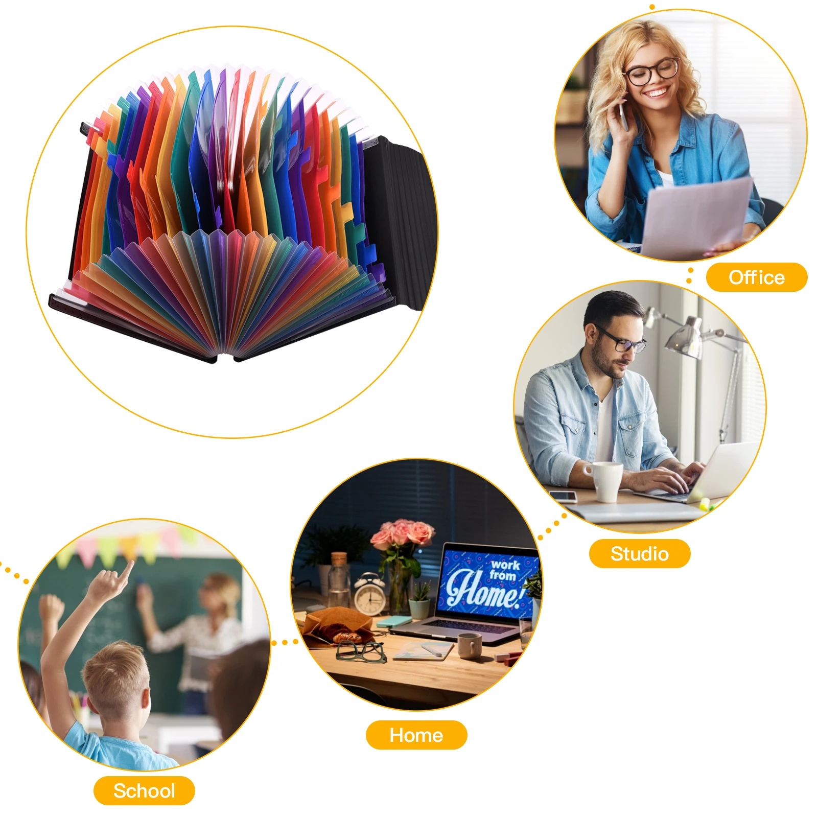 24 Pockets Expanding File Folder with Cover Accordian File Organizer Document Organizer Rainbow Color for Home Office School