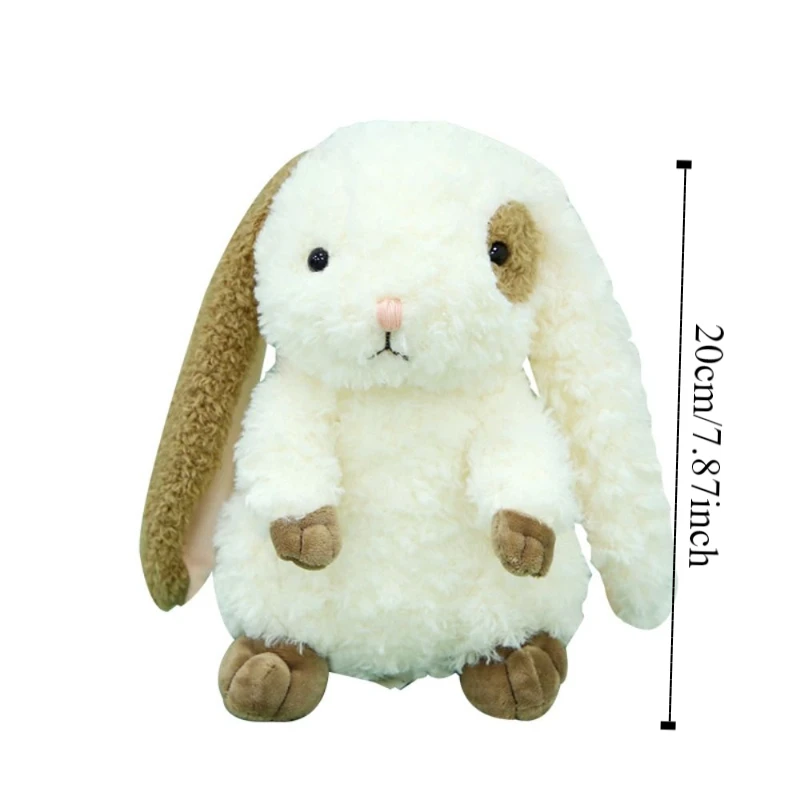 Giocattolo di peluche di coniglio con orecchie lunghe in cotone PP Collezione di giocattoli di peluche di coniglio interattivo soffice Bambola di peluche di coniglietto seduto fatto a mano