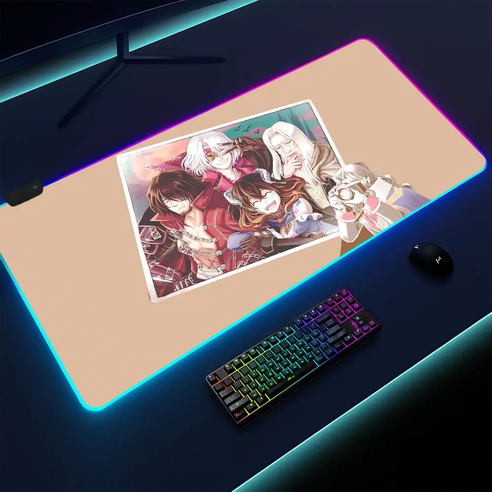 

Коврик для мыши Bloodstained Ritual of the Night, игровой коврик, с подсветкой светодиодами, нескользящая основа, водонепроницаемый, большой настольный коврик, мягкая поверхность