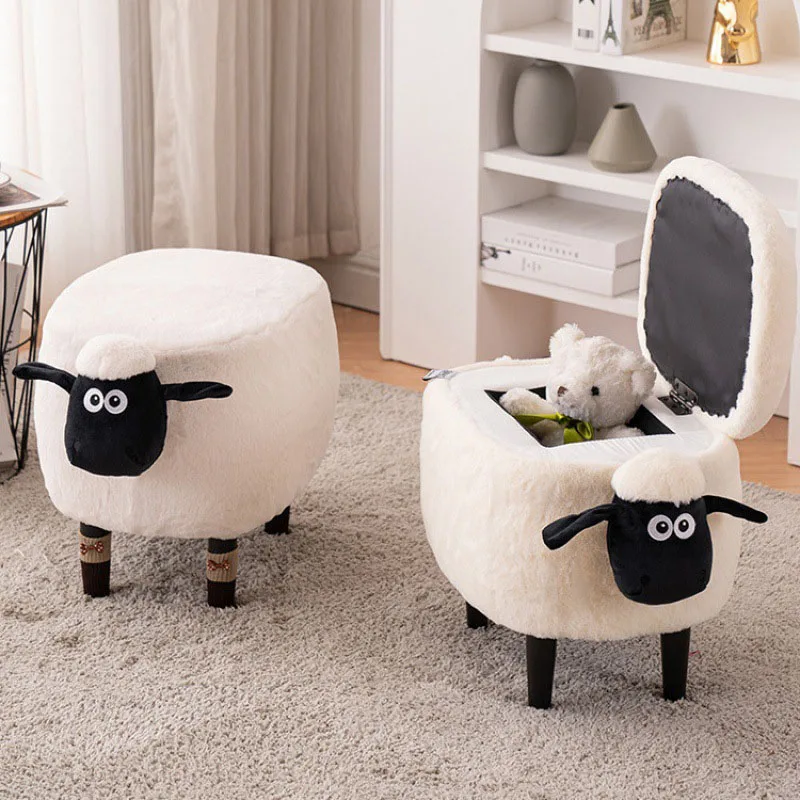

Animal Sheep Storage Creative Storage Toy Box Liner Removable Foot Stool Alpaca Plush Foot Stool
