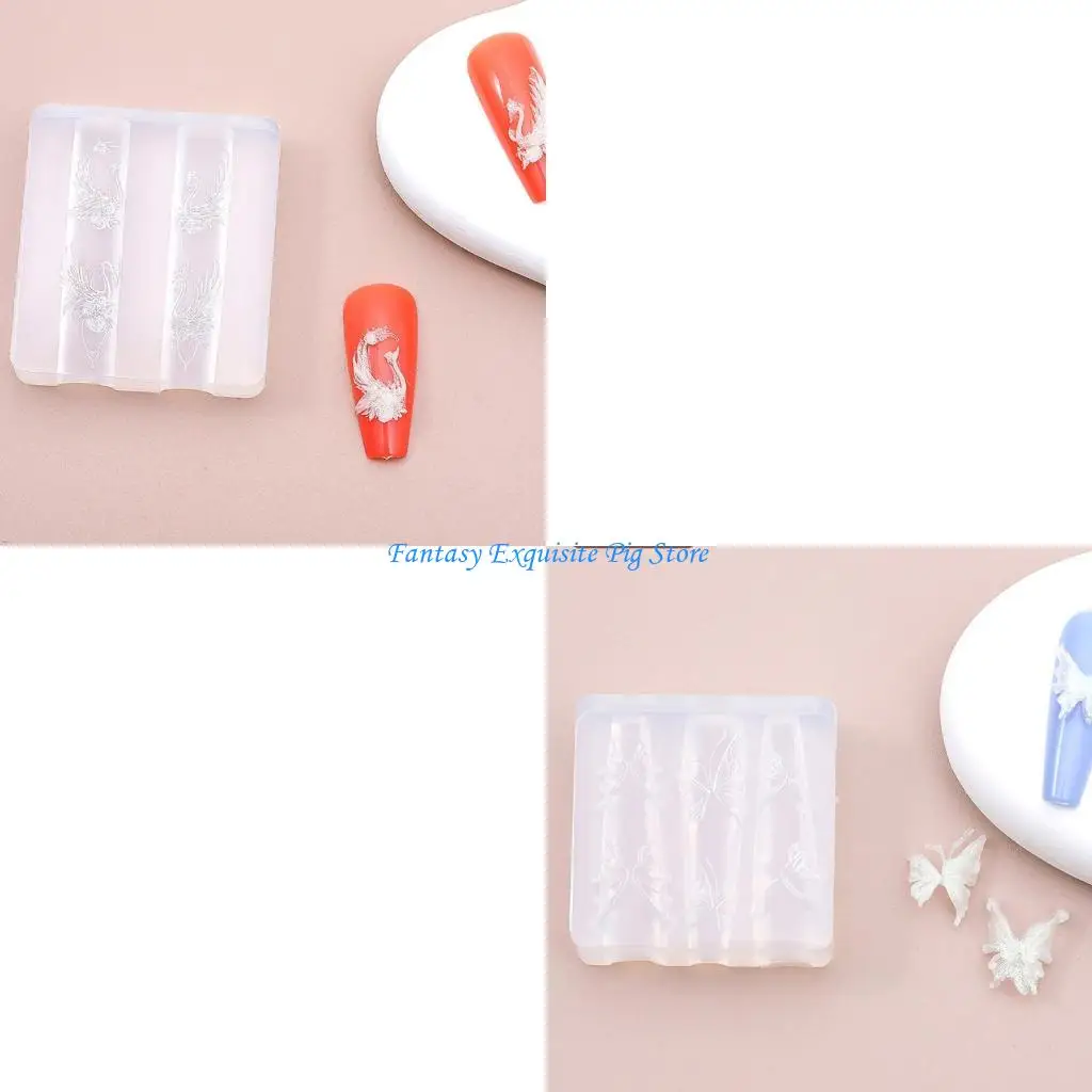 

Многоцелевая силиконовая форма для дизайна ногтей для 3D-дизайна, бабочка, цветок, луна, портативная портативная форма для